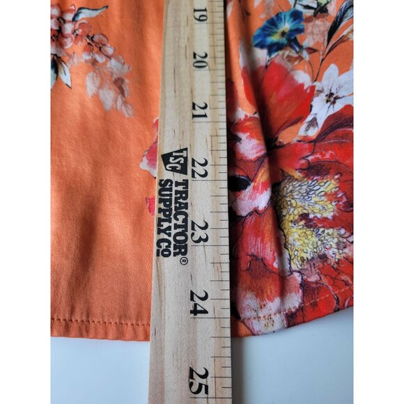 St. John Womens Floral Print Orange Sleeveless Silk Blend Top L - Picture 8 of 12
